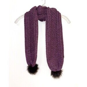 Ugg Australia Winter Scarf With Pompoms Purple W/ Brown